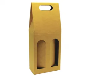 Tragebox für Wein 2 Flaschen gelb